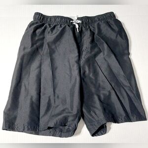 Solid Black Drawstring Swim‎ Shorts with Liner Boys Size L 10/12